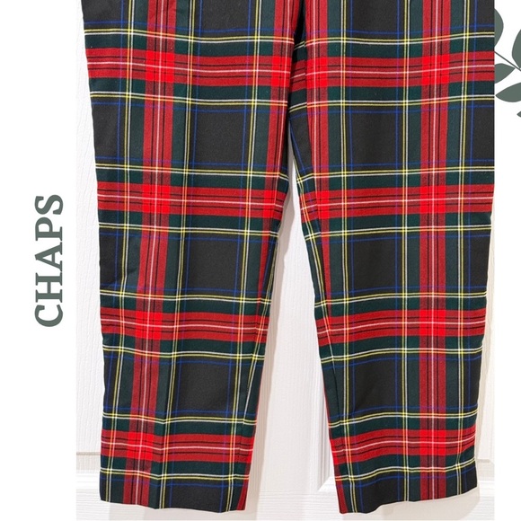 CHAPS Women’s Plaid Ankle Pants Red Green Holiday Wear – Size 14 - Picture 4 of 6